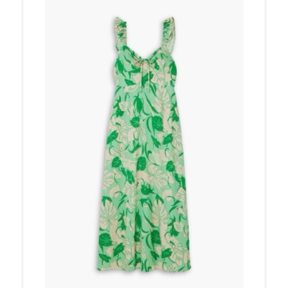 NWT RIXO Cecile ruffled printed woven midi dress